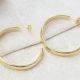 C Shape Hoop Earring, Brass 22k yellow gold plated, Handmade jewelry